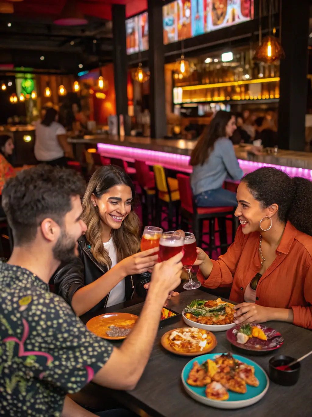 A creator participating in a member-only gathering at 353 Space, enjoying light food, coffee, and wine. The image should convey a sense of community and warm exchange.